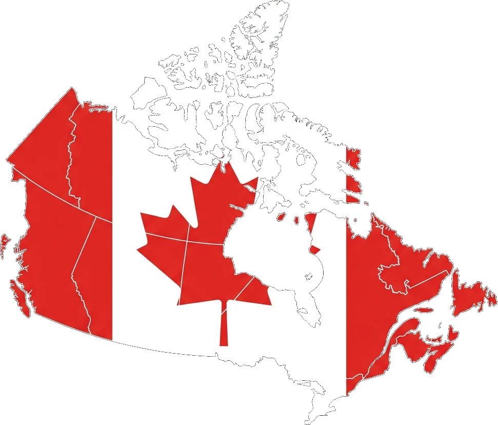 Map of Canada with flag overlay