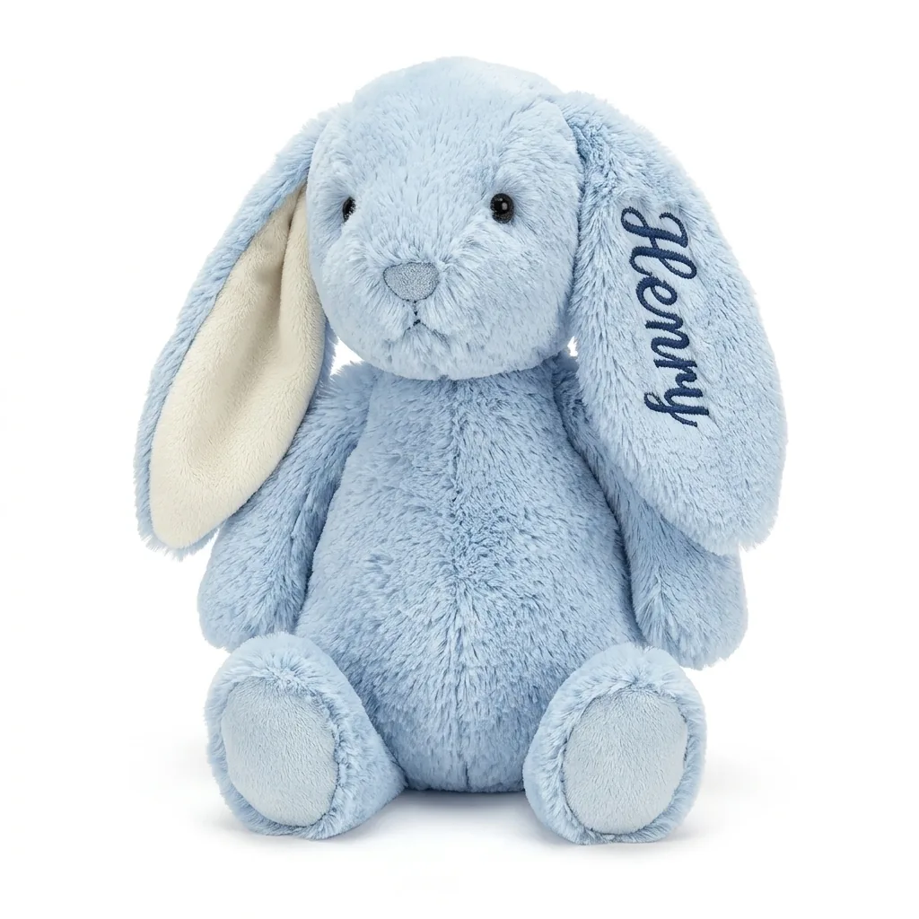 Custom embroidery and decoration by Bossa: embroidery stuffed bunny