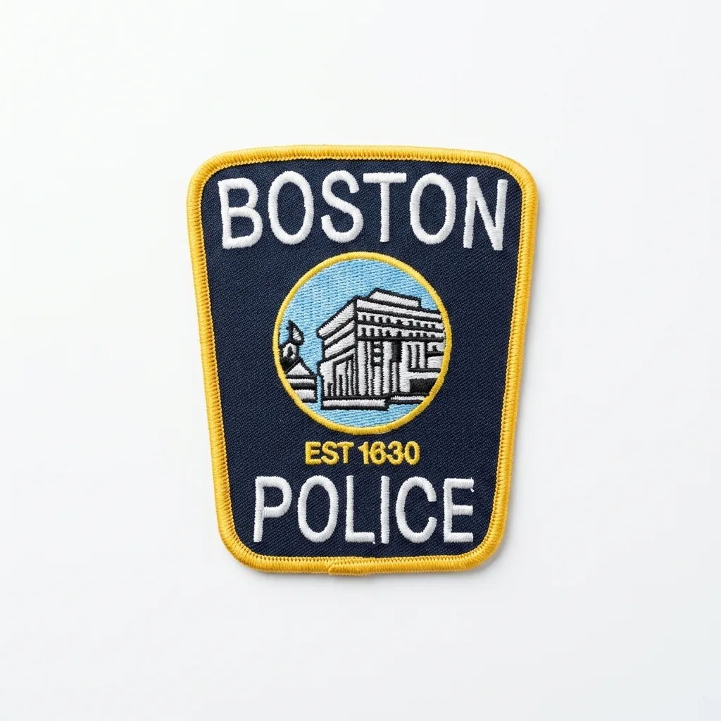 Custom embroidery and decoration by Bossa: crest boston police