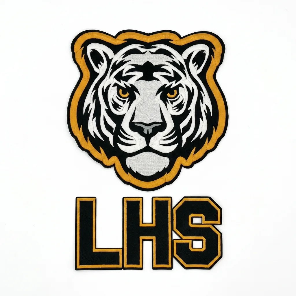 Custom embroidery and decoration by Bossa: crest tiger lhs