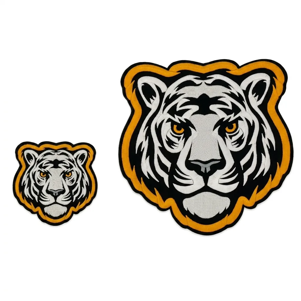 Custom embroidered crest patch with laser-cut edge