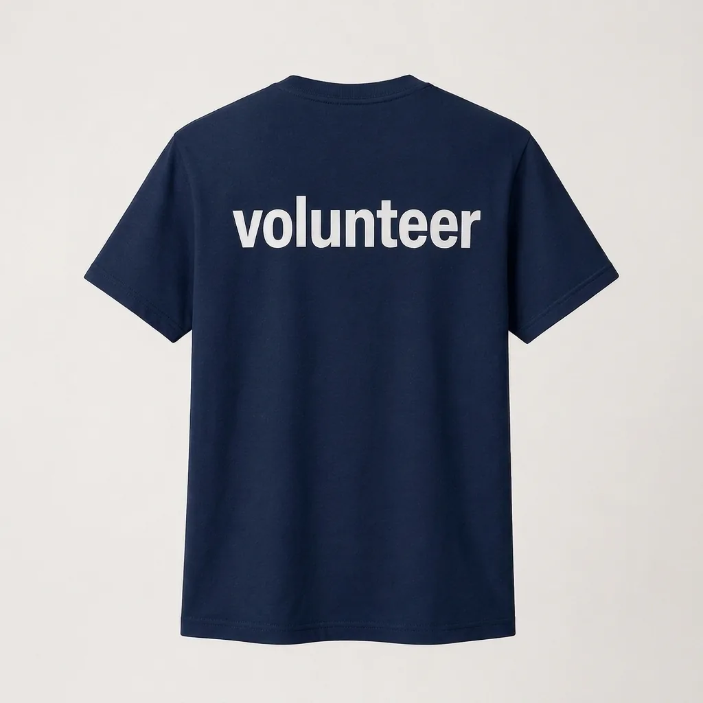 Custom embroidery and decoration by Bossa: dtf volunteer on shirt
